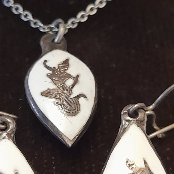 SIAM STERLING NECKLACE & EARRING SET IN ORIGINAL BOX - Picture 5 of 11